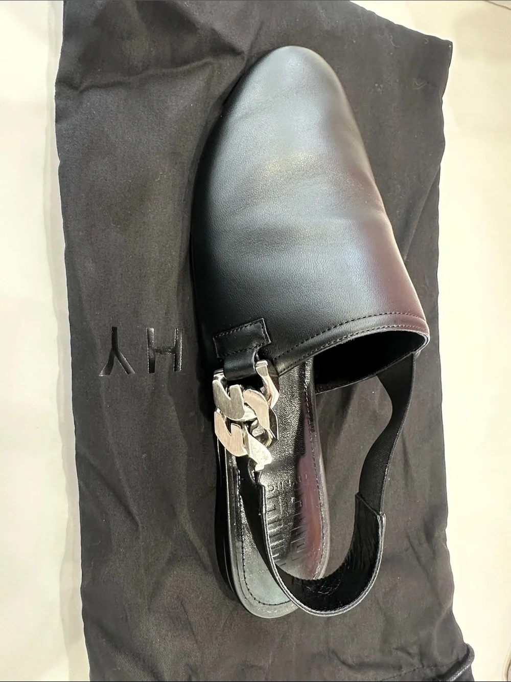 Givenchy Black Leather Slip-On Loafer with Silver Hardware